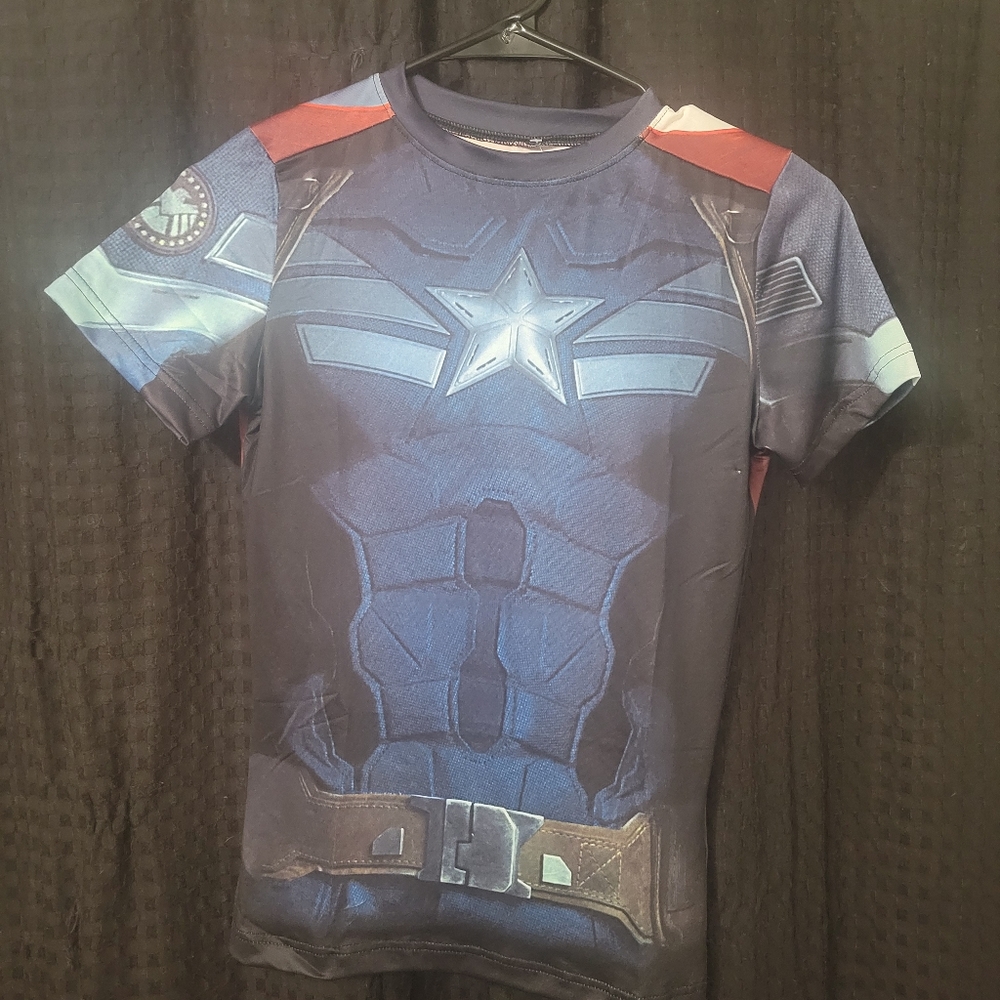 Youth compression Captain America shirt